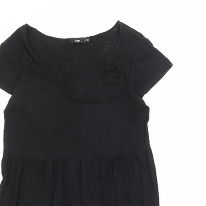 Sportsgirl Womens Black 100% Cotton T-Shirt Dress Size XS V-Neck Pullover