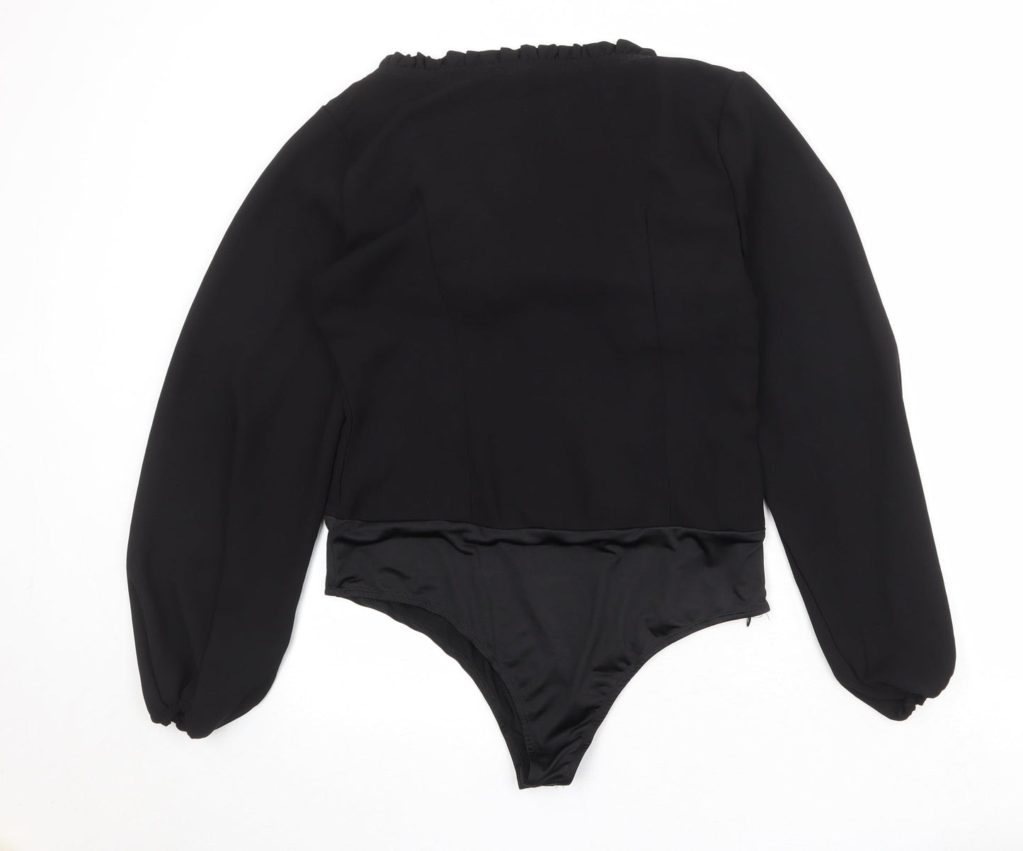 PRETTYLITTLETHING Womens Black Polyester Bodysuit One-Piece Size M Zip