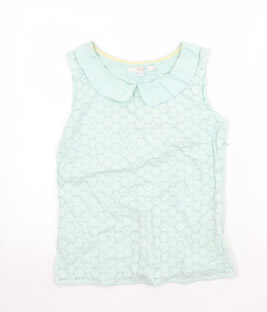 Boden Womens Green Geometric 100% Cotton Basic Tank Size 8 Collared