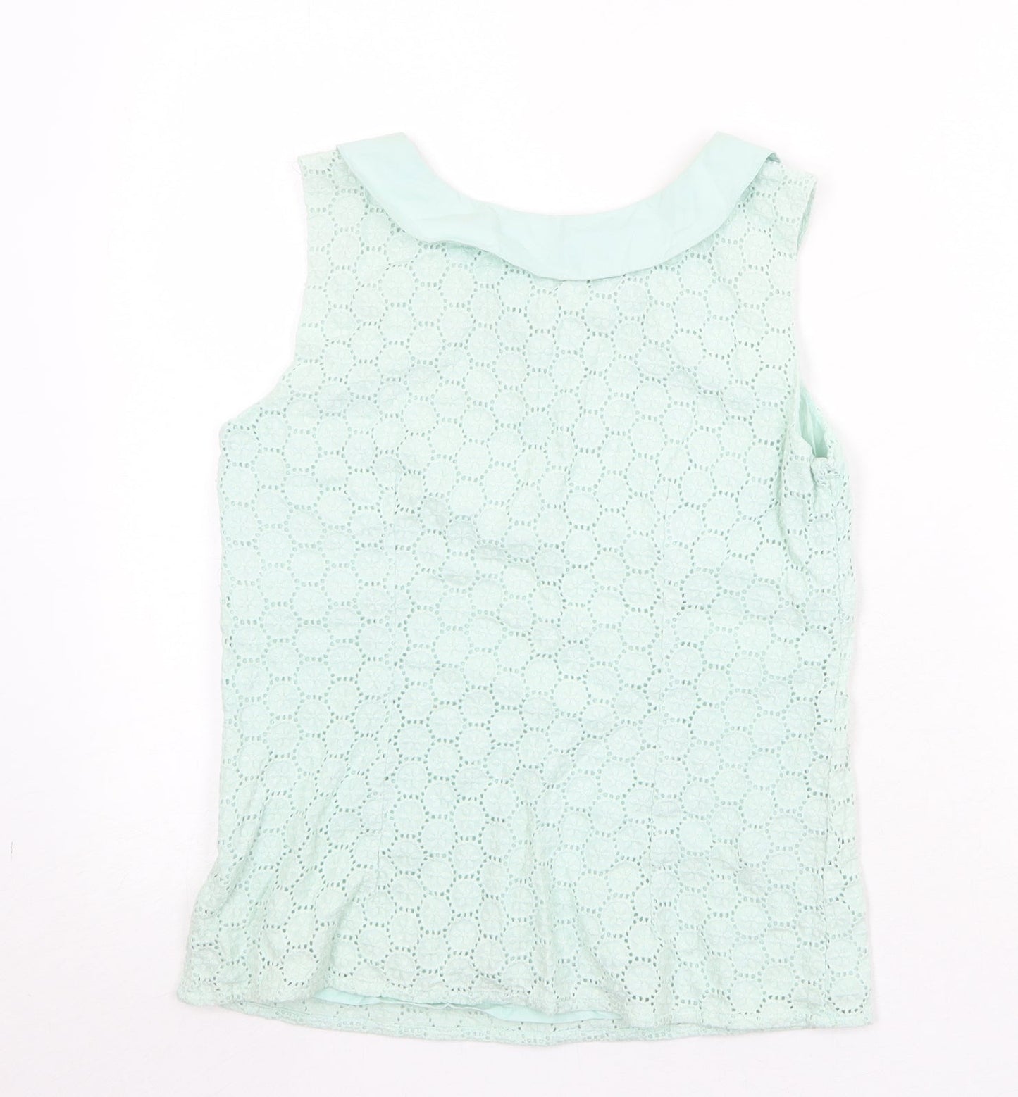 Boden Womens Green Geometric 100% Cotton Basic Tank Size 8 Collared