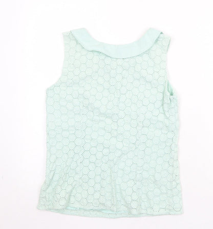 Boden Womens Green Geometric 100% Cotton Basic Tank Size 8 Collared