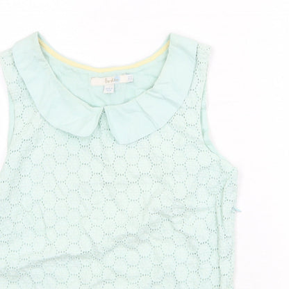 Boden Womens Green Geometric 100% Cotton Basic Tank Size 8 Collared