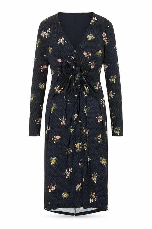 Per Una Womens Black Floral Nylon A-Line Size 8 V-Neck Pullover
