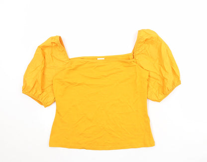 Womens UK Size M H&M Yellow Basic T-Shirt