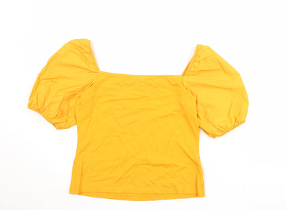 Womens UK Size M H&M Yellow Basic T-Shirt