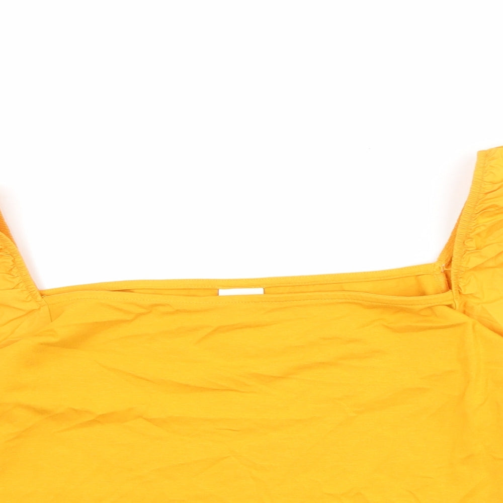 Womens UK Size M H&M Yellow Basic T-Shirt