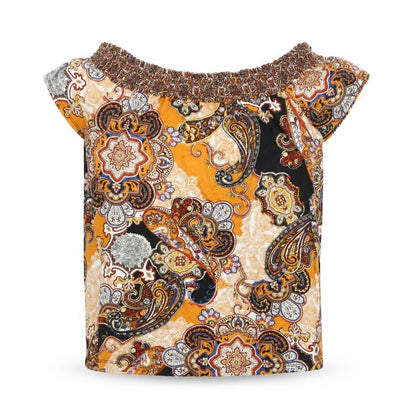 Dorothy Perkins Womens Multicoloured Geometric Viscose Basic Blouse Size 10 Off the Shoulder