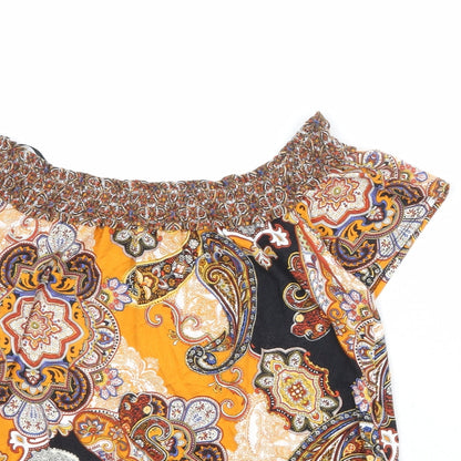 Dorothy Perkins Womens Multicoloured Geometric Viscose Basic Blouse Size 10 Off the Shoulder