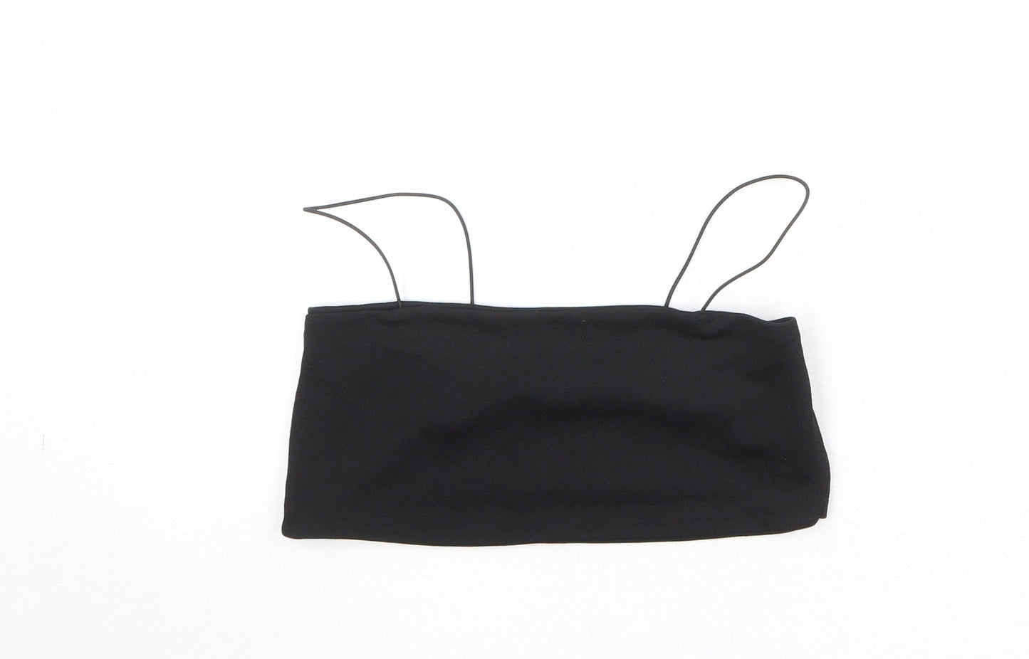 Boohoo Womens Black Polyester Cropped Tank Size 12 Square Neck