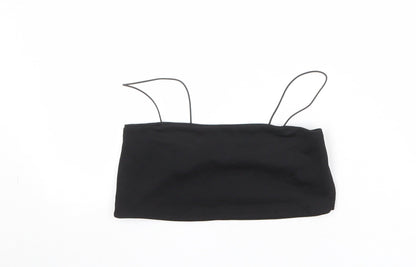 Boohoo Womens Black Polyester Cropped Tank Size 12 Square Neck