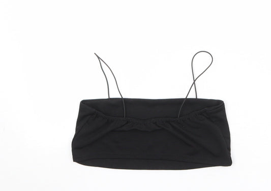 Boohoo Womens Black Polyester Cropped Tank Size 12 Square Neck