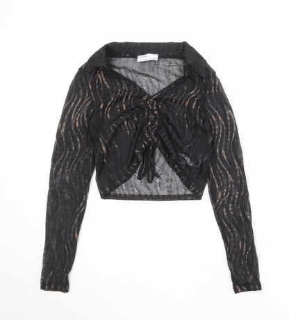 Womens UK Size M Bershka Black Basic Blouse
