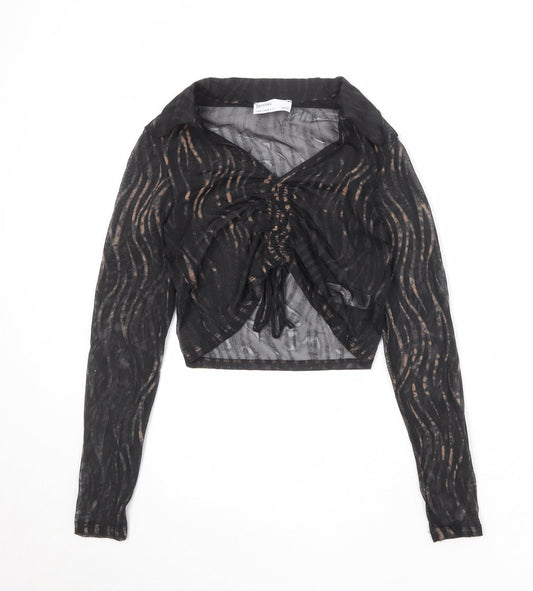 Womens UK Size M Bershka Black Basic Blouse