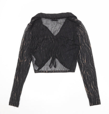 Womens UK Size M Bershka Black Basic Blouse
