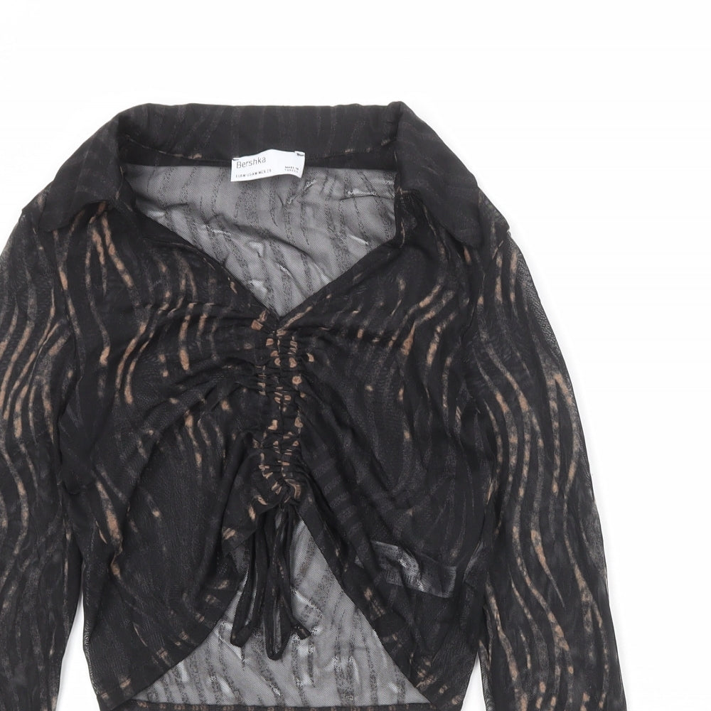 Womens UK Size M Bershka Black Basic Blouse