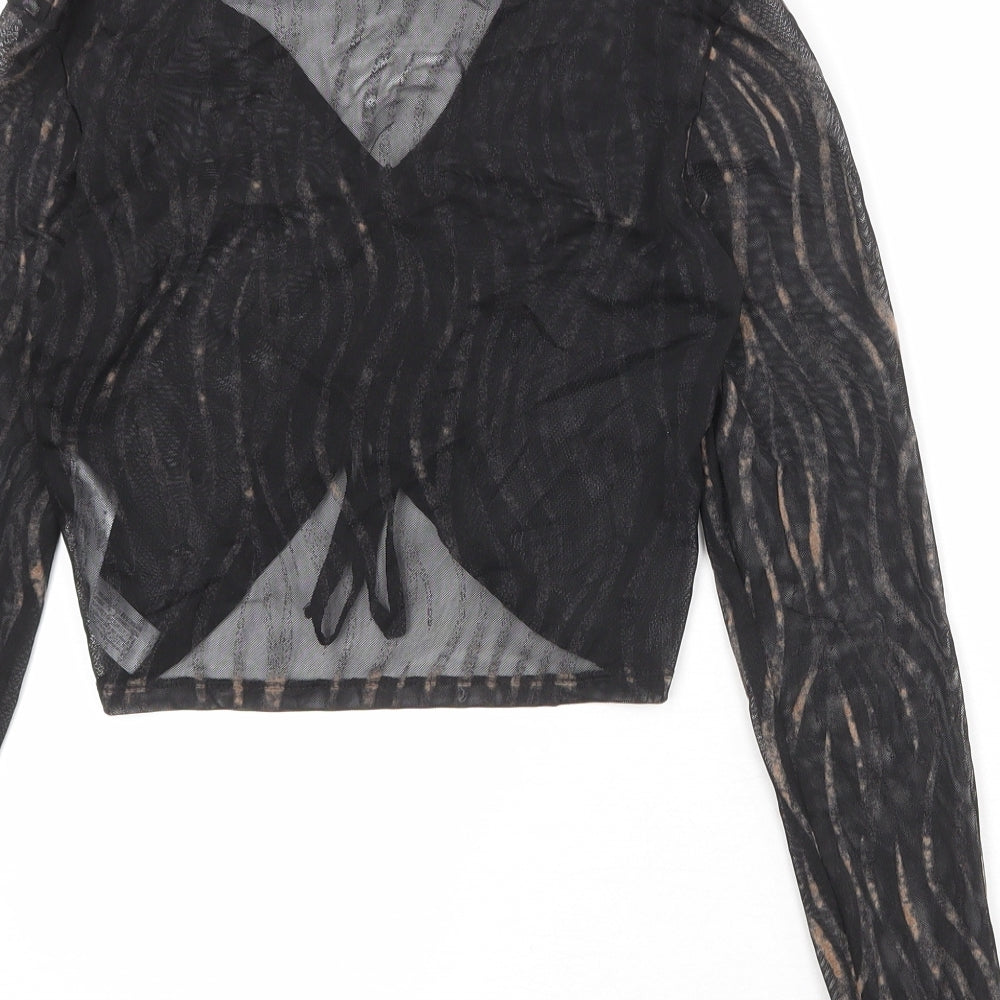 Womens UK Size M Bershka Black Basic Blouse