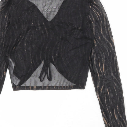 Womens UK Size M Bershka Black Basic Blouse