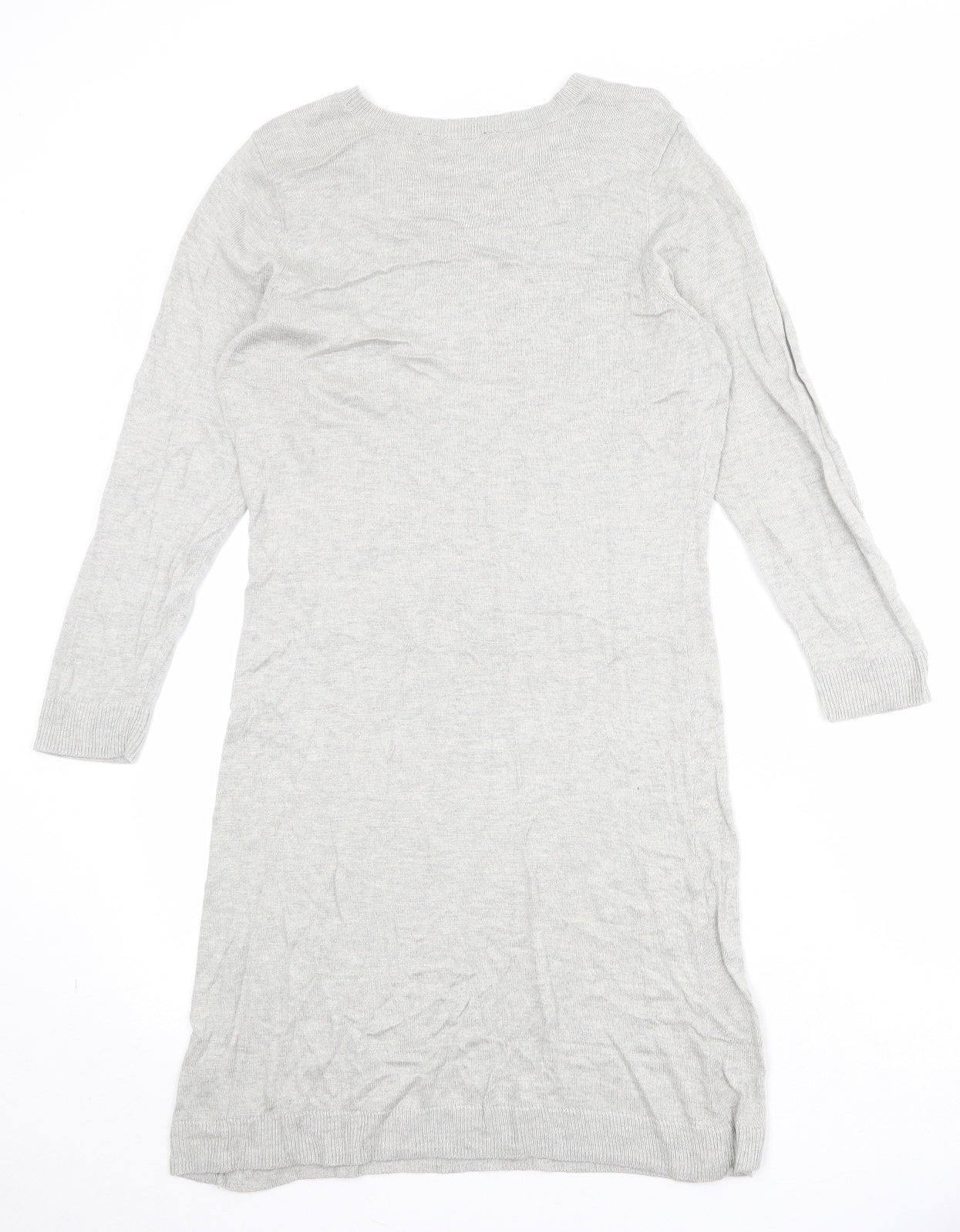 Dorothy Perkins Womens Grey Viscose Jumper Dress Size 12 Round Neck Pullover