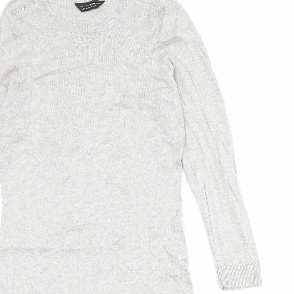 Dorothy Perkins Womens Grey Viscose Jumper Dress Size 12 Round Neck Pullover