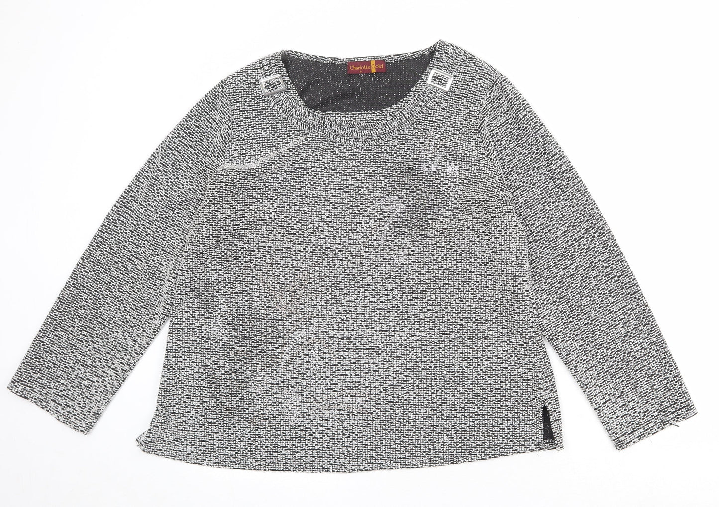 Charlotte Gold Womens Grey Boat Neck Polyester Pullover Jumper Size 22