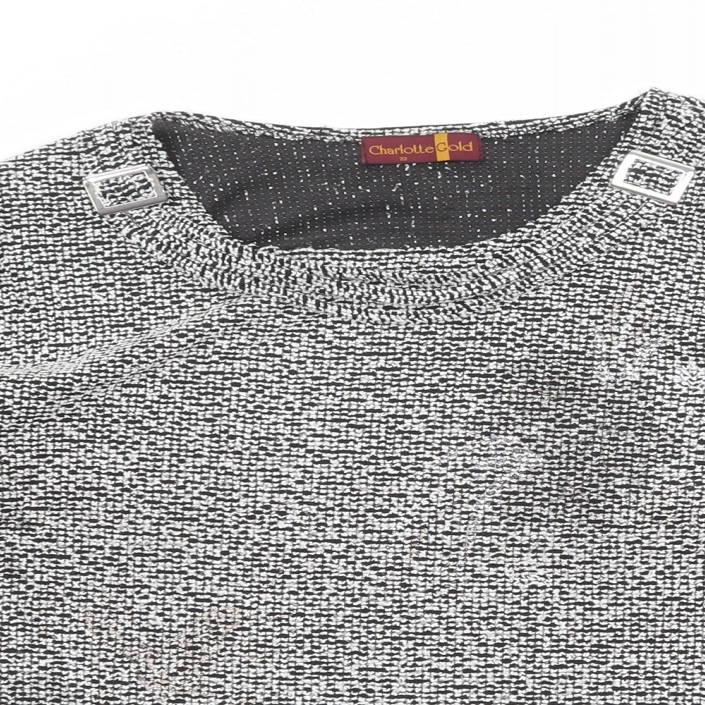 Charlotte Gold Womens Grey Boat Neck Polyester Pullover Jumper Size 22