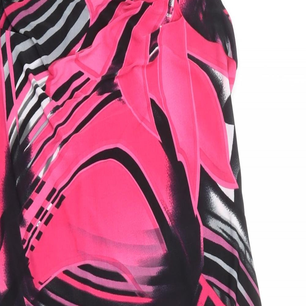 Saloos Womens Pink Geometric Polyester A-Line Size L Square Neck Pullover