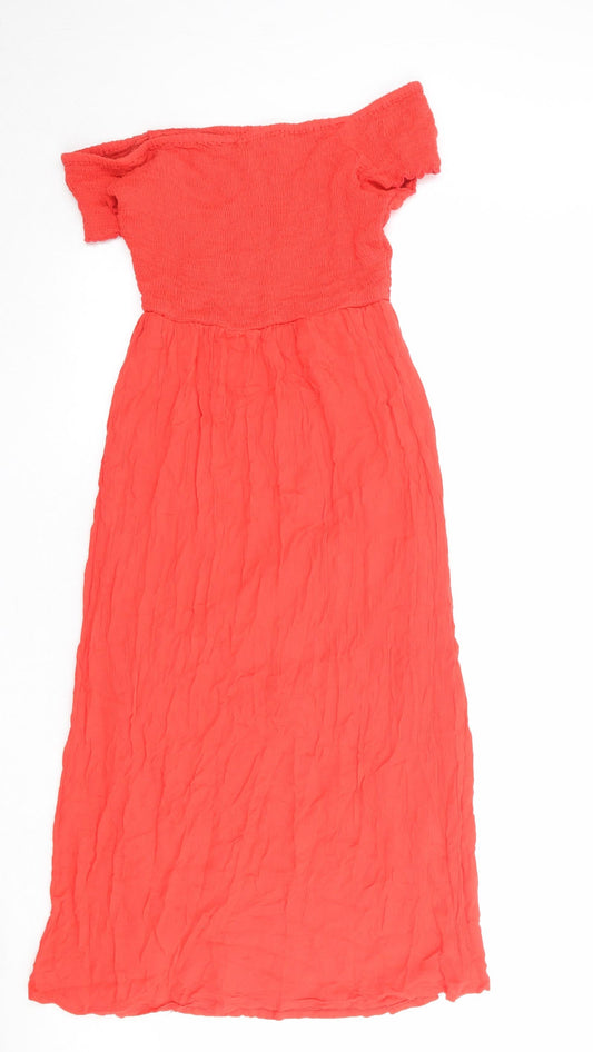 River Island Womens Red Viscose Trapeze & Swing Size 8 Off the Shoulder Pullover