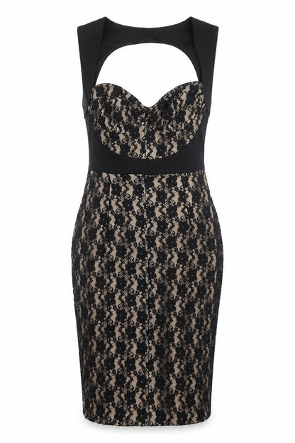 ASOS Womens Black Geometric Polyester Shift Size 12 Sweetheart Zip