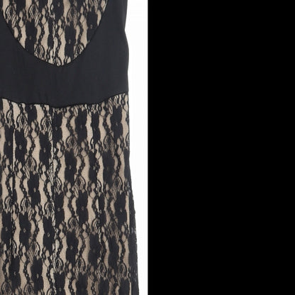 ASOS Womens Black Geometric Polyester Shift Size 12 Sweetheart Zip