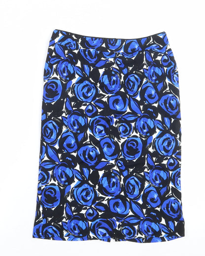 Marks and Spencer Womens Multicoloured Floral Viscose A-Line Skirt Size 8 Zip