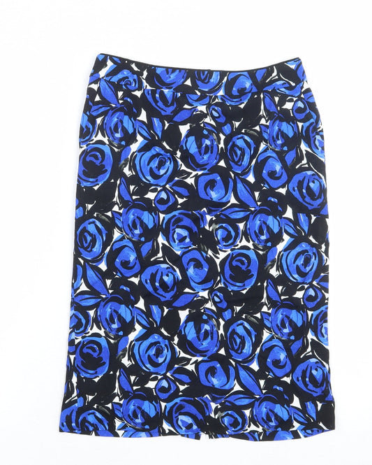 Marks and Spencer Womens Multicoloured Floral Viscose A-Line Skirt Size 8 Zip