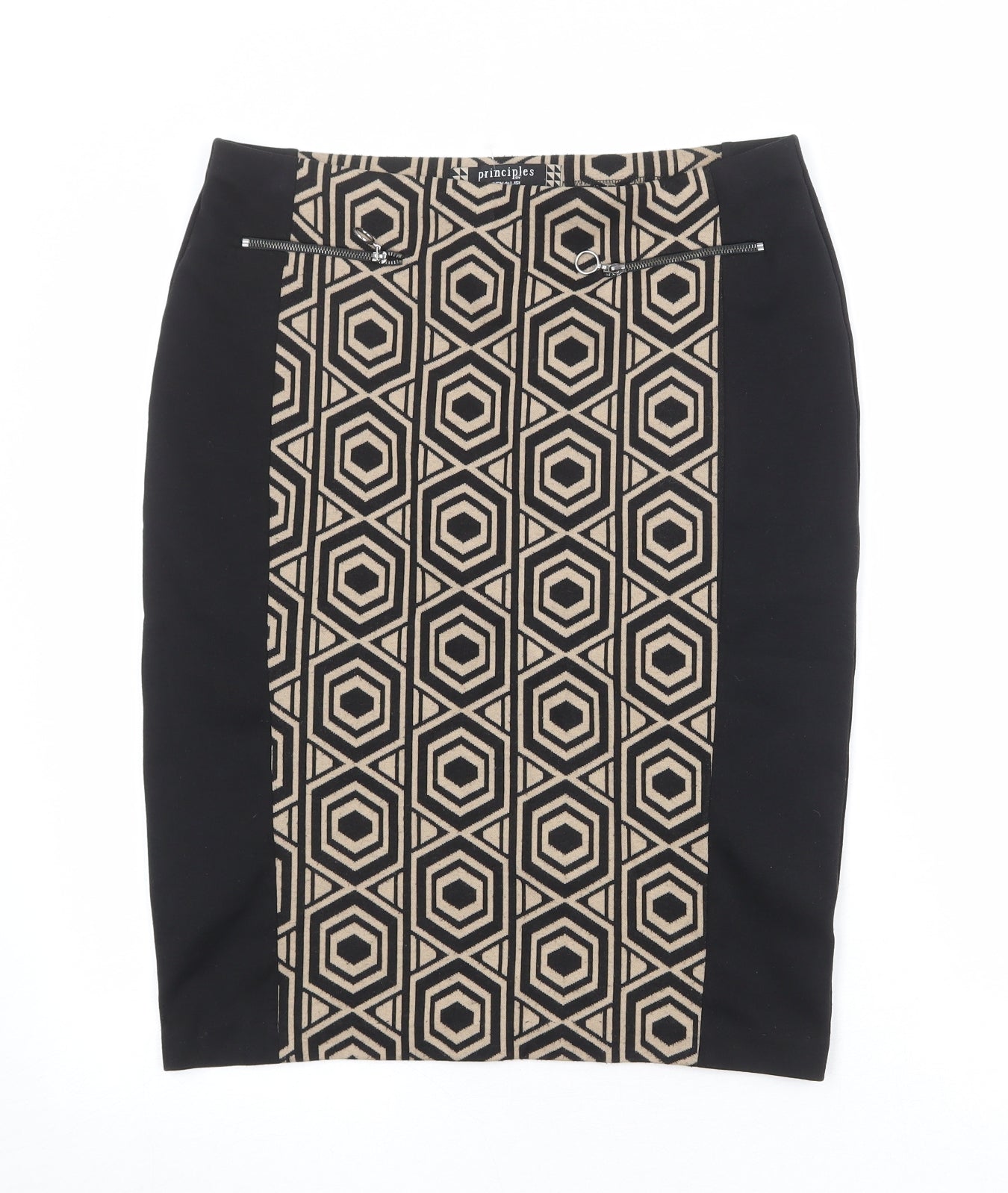 Principles Womens Black Geometric Polyester Straight & Pencil Skirt Size 12