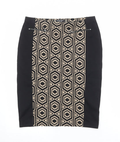 Principles Womens Black Geometric Polyester Straight & Pencil Skirt Size 12