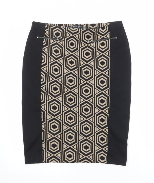 Principles Womens Black Geometric Polyester Straight & Pencil Skirt Size 12