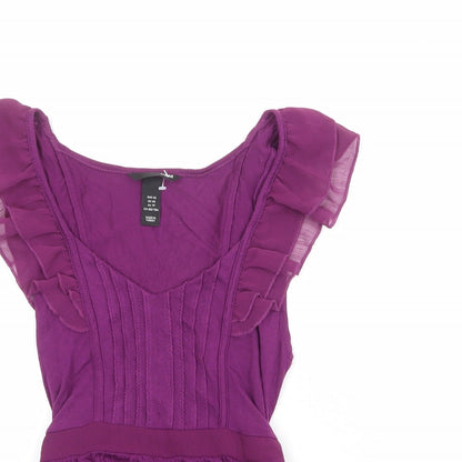 Womens UK Size XS H&M Purple Basic Blouse