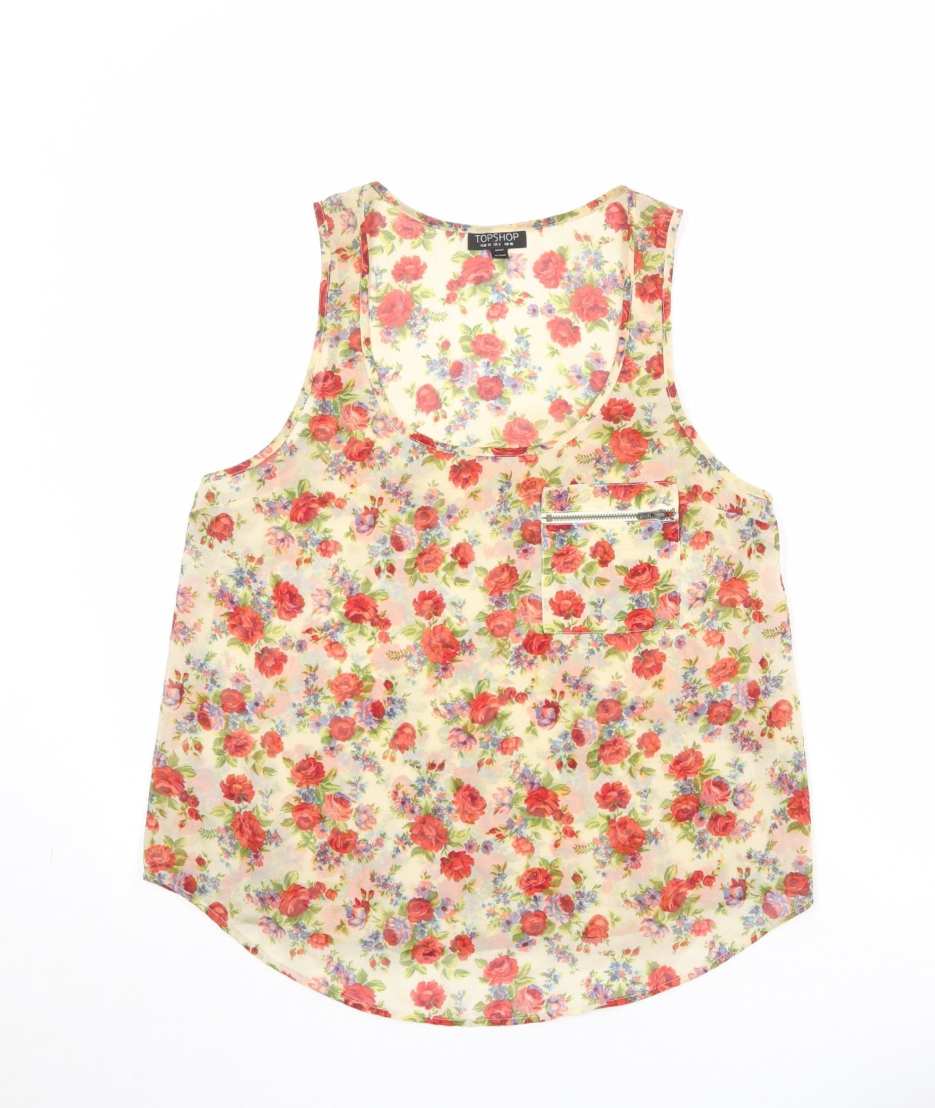 Womens UK Size 10 Topshop Beige Basic Tank