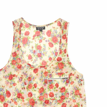 Womens UK Size 10 Topshop Beige Basic Tank