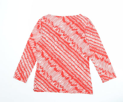 Principles Womens Red Geometric Viscose Basic Blouse Size 10 Square Neck