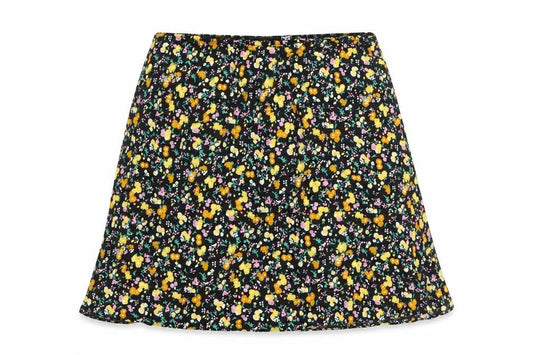 ASOS Womens Black Floral Viscose Skater Skirt Size 8