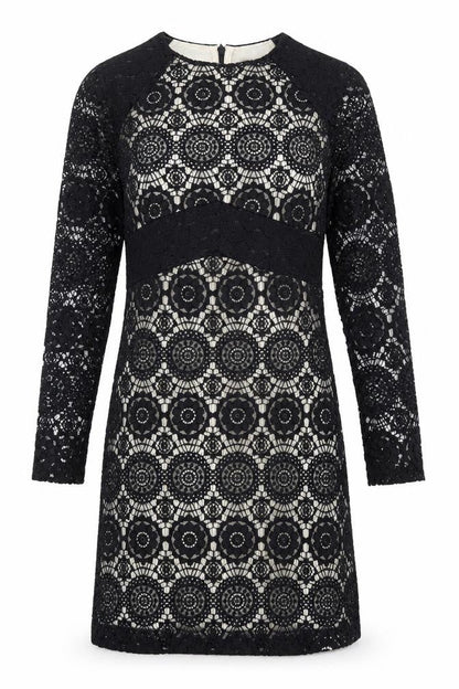 NEXT Womens Black Geometric Nylon Shift Size 6 Round Neck Zip