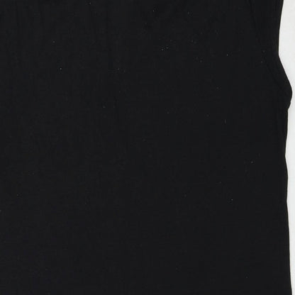 Garcia Womens Black Linen A-Line Size L Round Neck Button