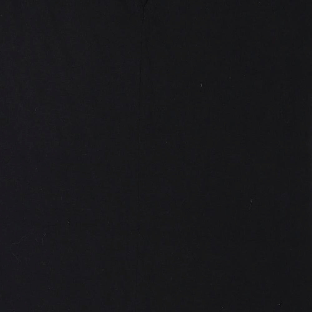 Garcia Womens Black Linen A-Line Size L Round Neck Button