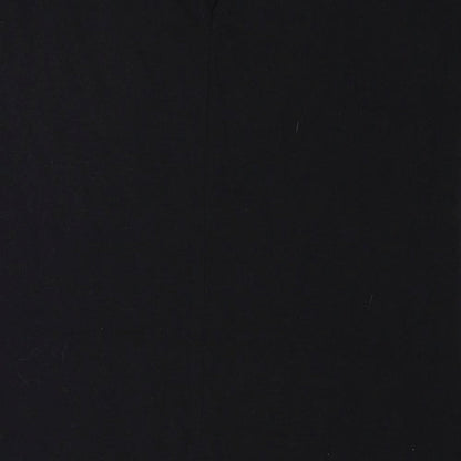 Garcia Womens Black Linen A-Line Size L Round Neck Button