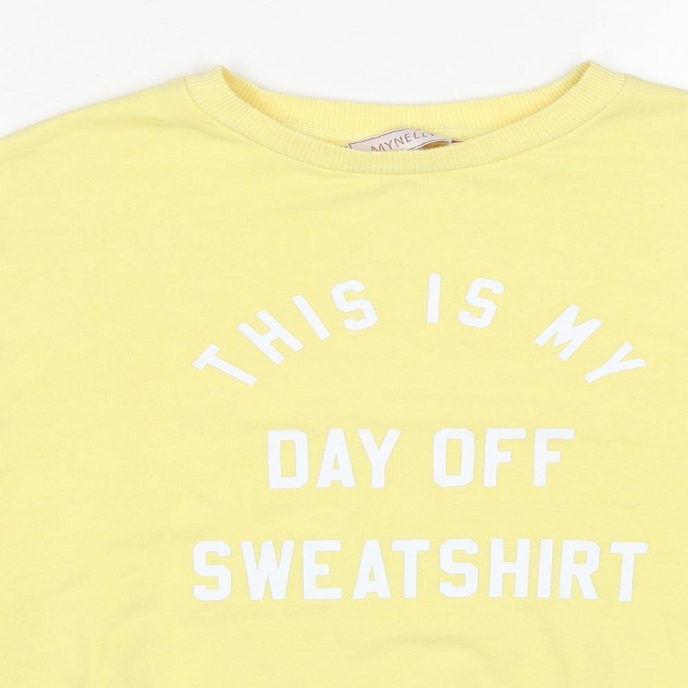 Mynelly Womens Yellow Cotton Pullover Sweatshirt Size S Pullover - This is My Day Off Sweatshirt Size S-M