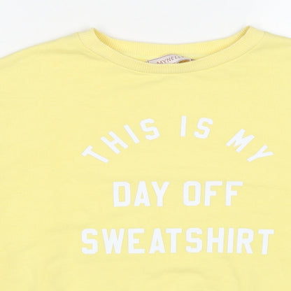 Mynelly Womens Yellow Cotton Pullover Sweatshirt Size S Pullover - This is My Day Off Sweatshirt Size S-M