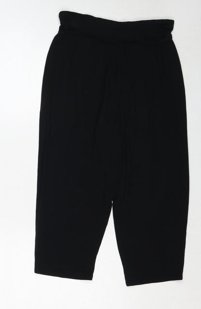 Marks and Spencer Womens Black Viscose Trousers Size 10 Regular