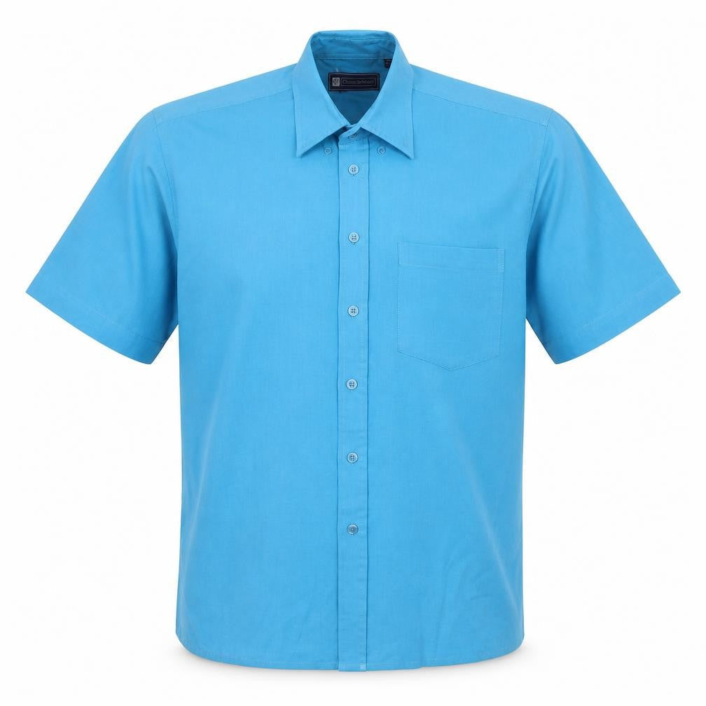 Mens UK Size L Casual Shirtings Blue  Button-Up Short Sleeve Casual Shirt