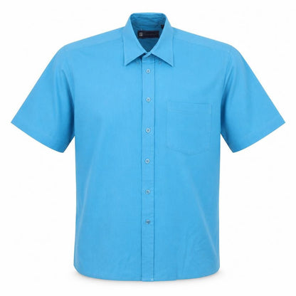 Mens UK Size L Casual Shirtings Blue  Button-Up Short Sleeve Casual Shirt