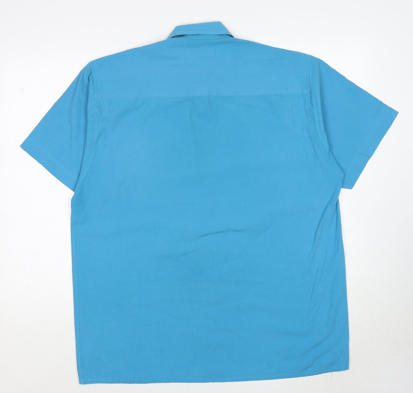 Mens UK Size L Casual Shirtings Blue  Button-Up Short Sleeve Casual Shirt