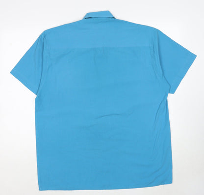 Mens UK Size L Casual Shirtings Blue  Button-Up Short Sleeve Casual Shirt